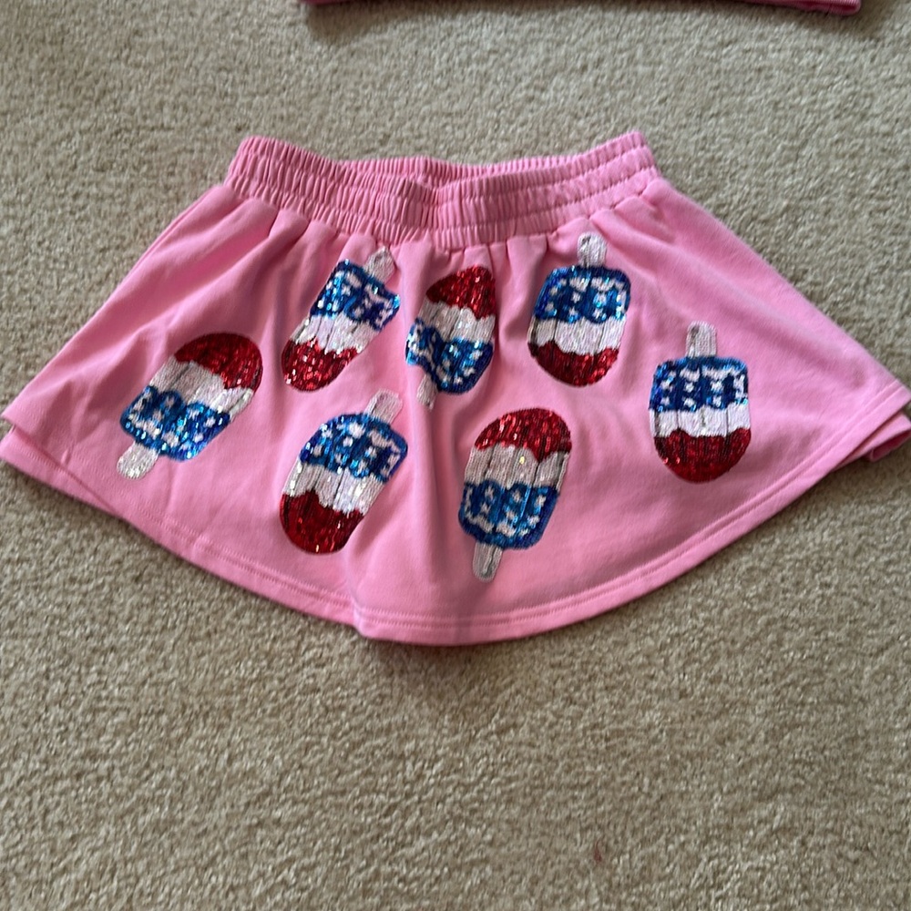 Peach love skort nwt patriotic popsicle size medium